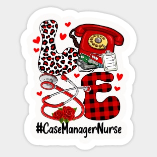 LOVE Case Manager Nurse Heart Leopard Valentine_s Day Sticker